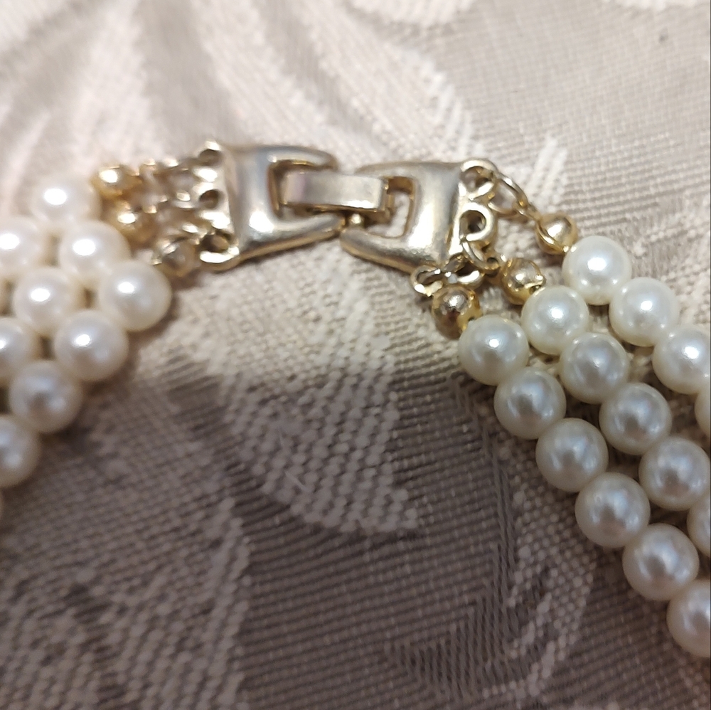 🎀 Sophisticated Art Deco Black Beaded & Ivory Pearl Statement Necklace - Picture 13 of 14